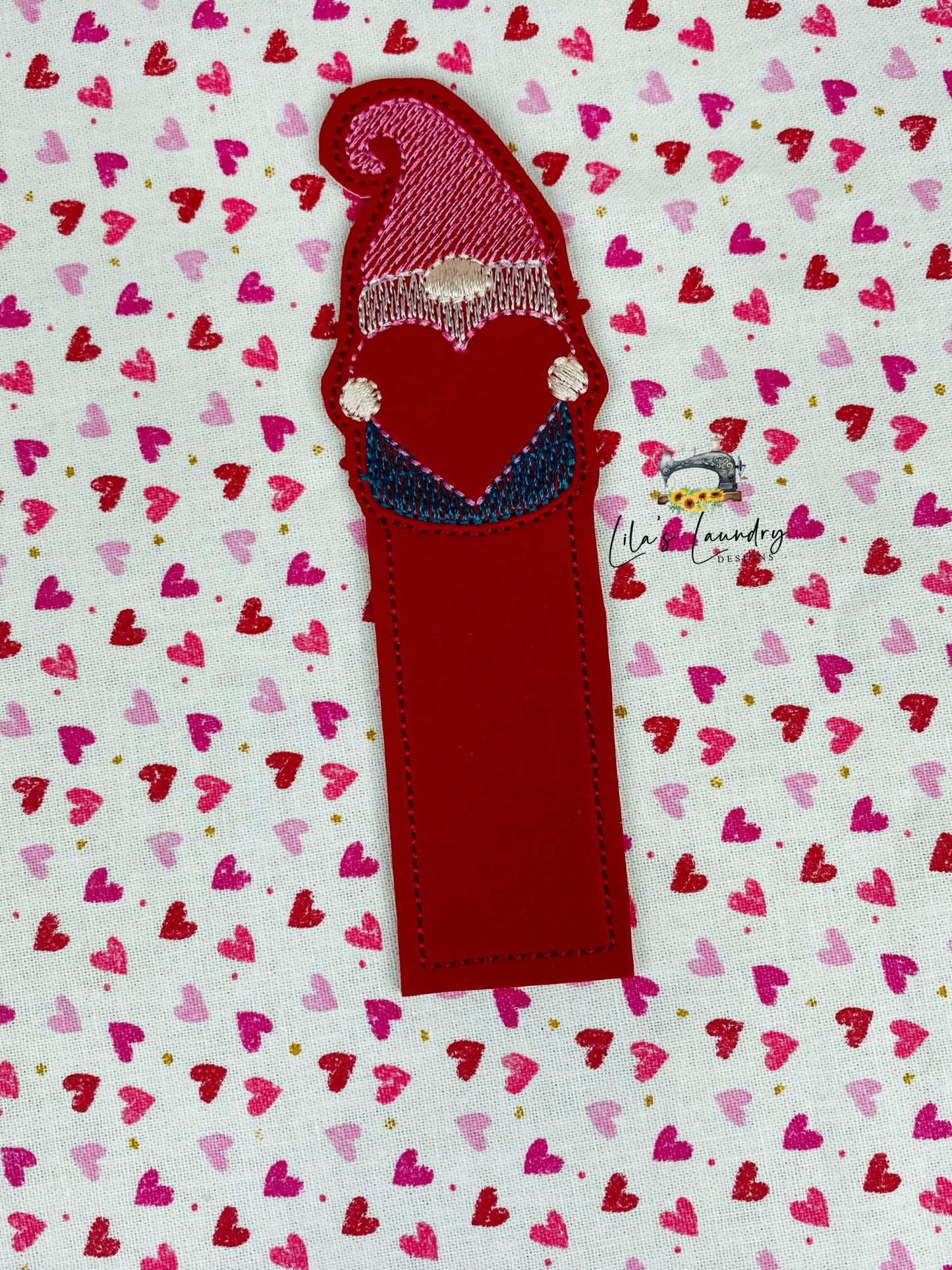 Valentine Gnome Bookmark 4x4 and 5x7 Grouped - Digital Embroidery Design