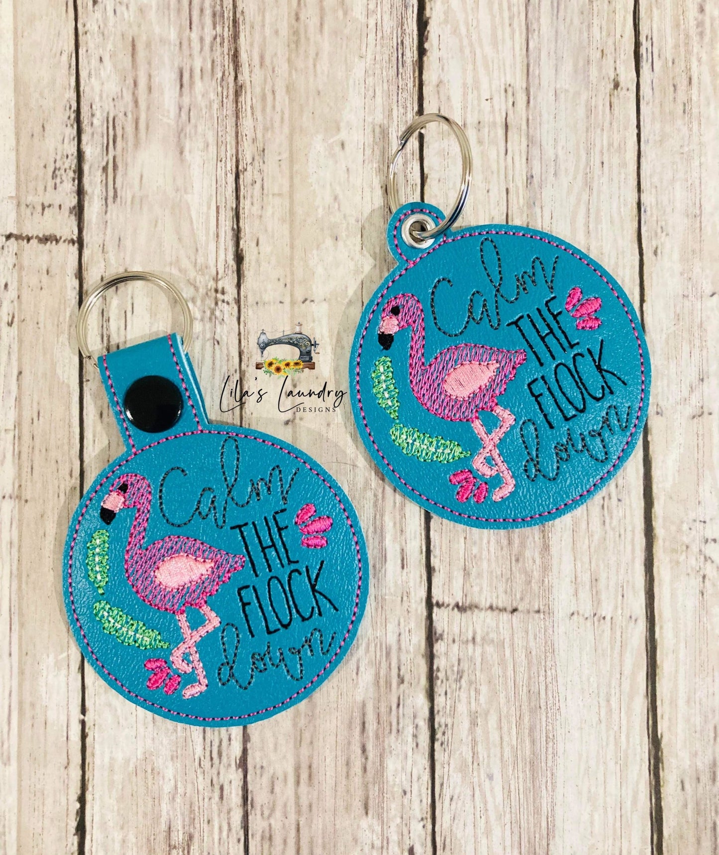 Calm the Flock Down Fobs - DIGITAL Embroidery DESIGN