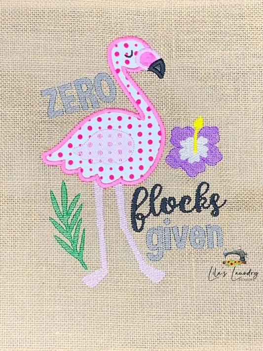 Zero Flocks Given Applique - 3 sizes- Digital Embroidery Design