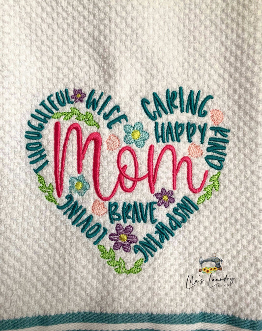 Mom Heart - 3 sizes- Digital Embroidery Design