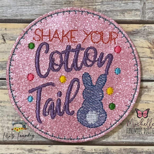 Shake Your Cotton Tail Coaster 4x4 - DIGITAL Embroidery DESIGN