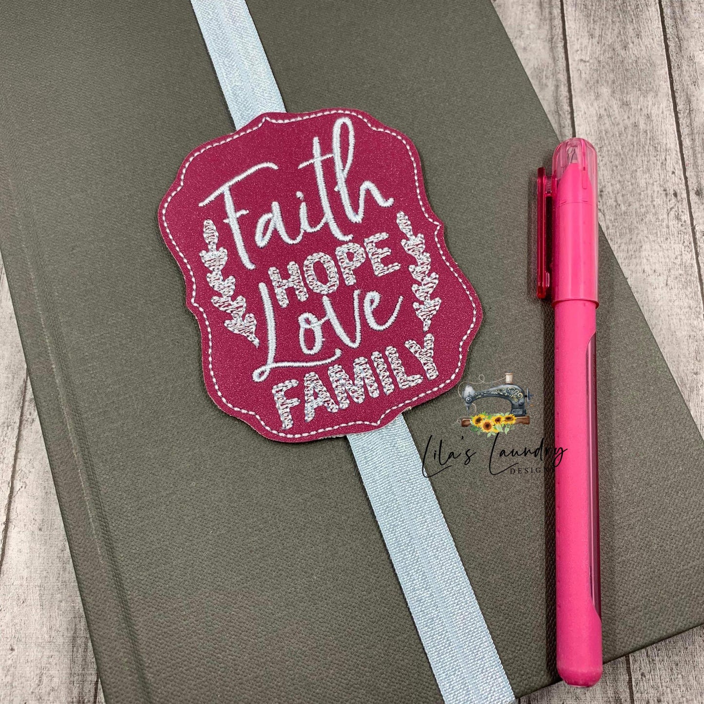 Faith Hope Love Family Book Band - Embroidery Design, Digital File