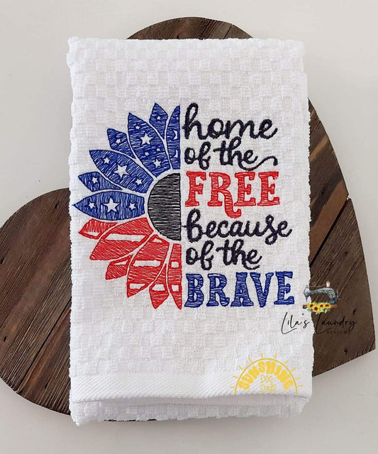 Patriotic Sunflower Land of the Free - 3 sizes- Digital Embroidery Design