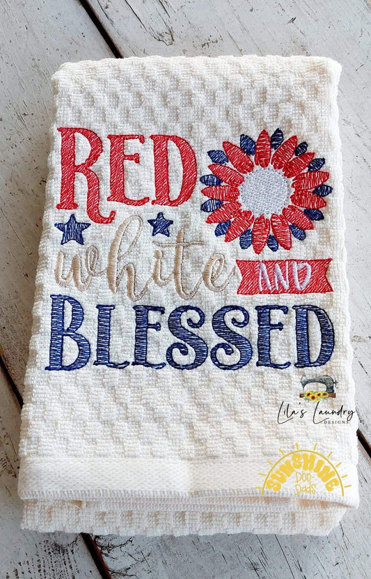 Red White and Blessed - 3 sizes- Digital Embroidery Design