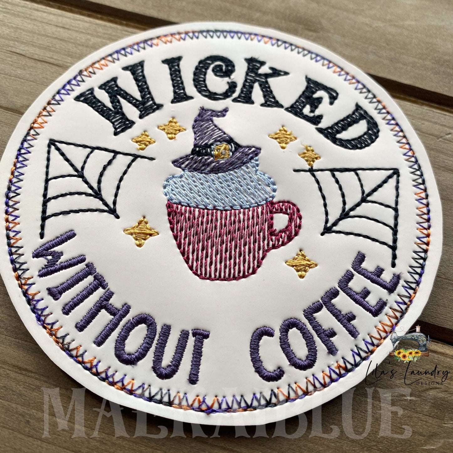 Wicked Without Coffee Coaster 4x4 - DIGITAL Embroidery DESIGN