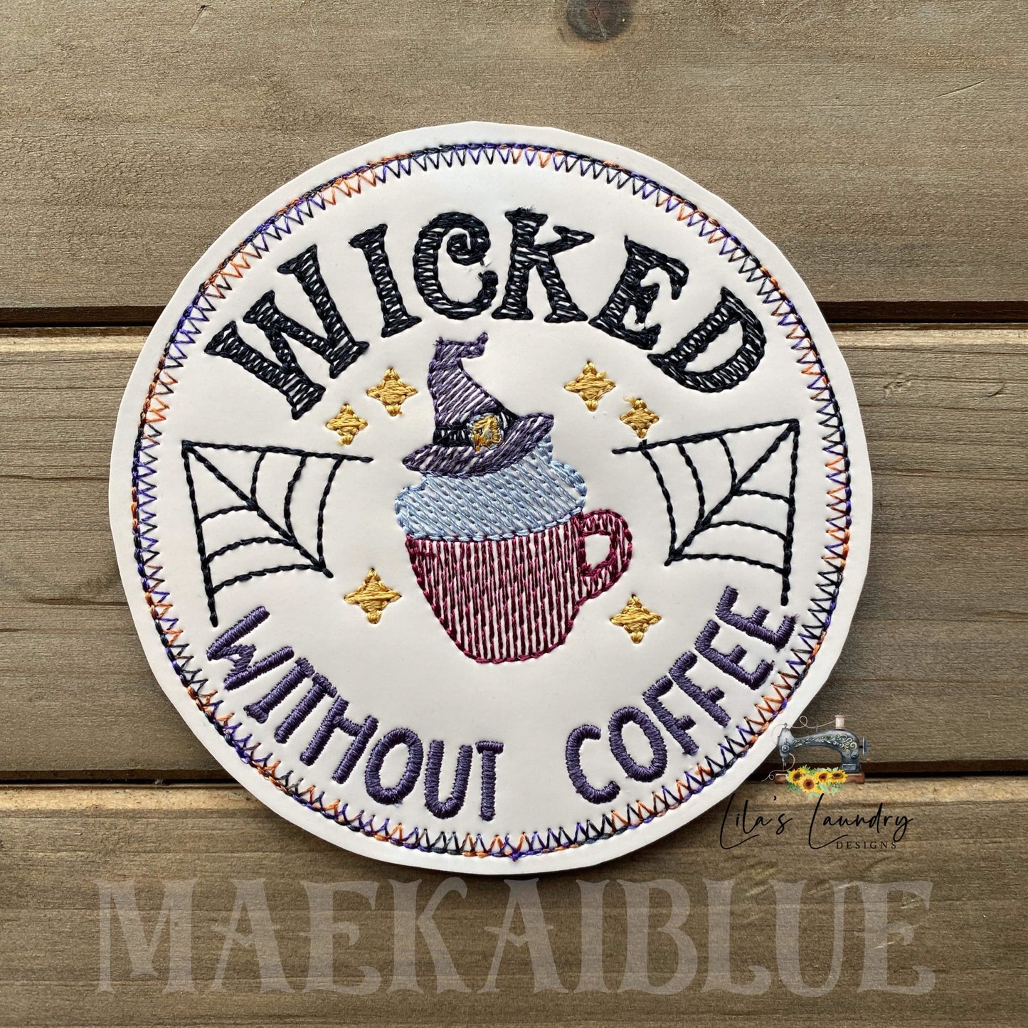 Wicked Without Coffee Coaster 4x4 - DIGITAL Embroidery DESIGN