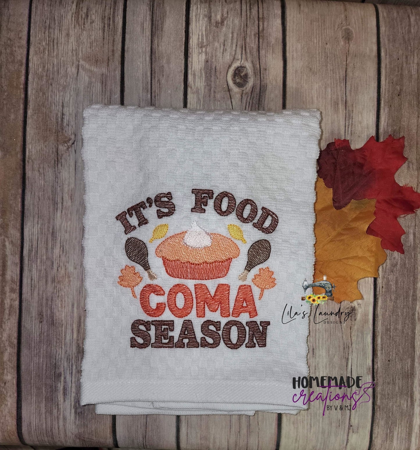 Food Coma Season - 4 sizes- Digital Embroidery Design