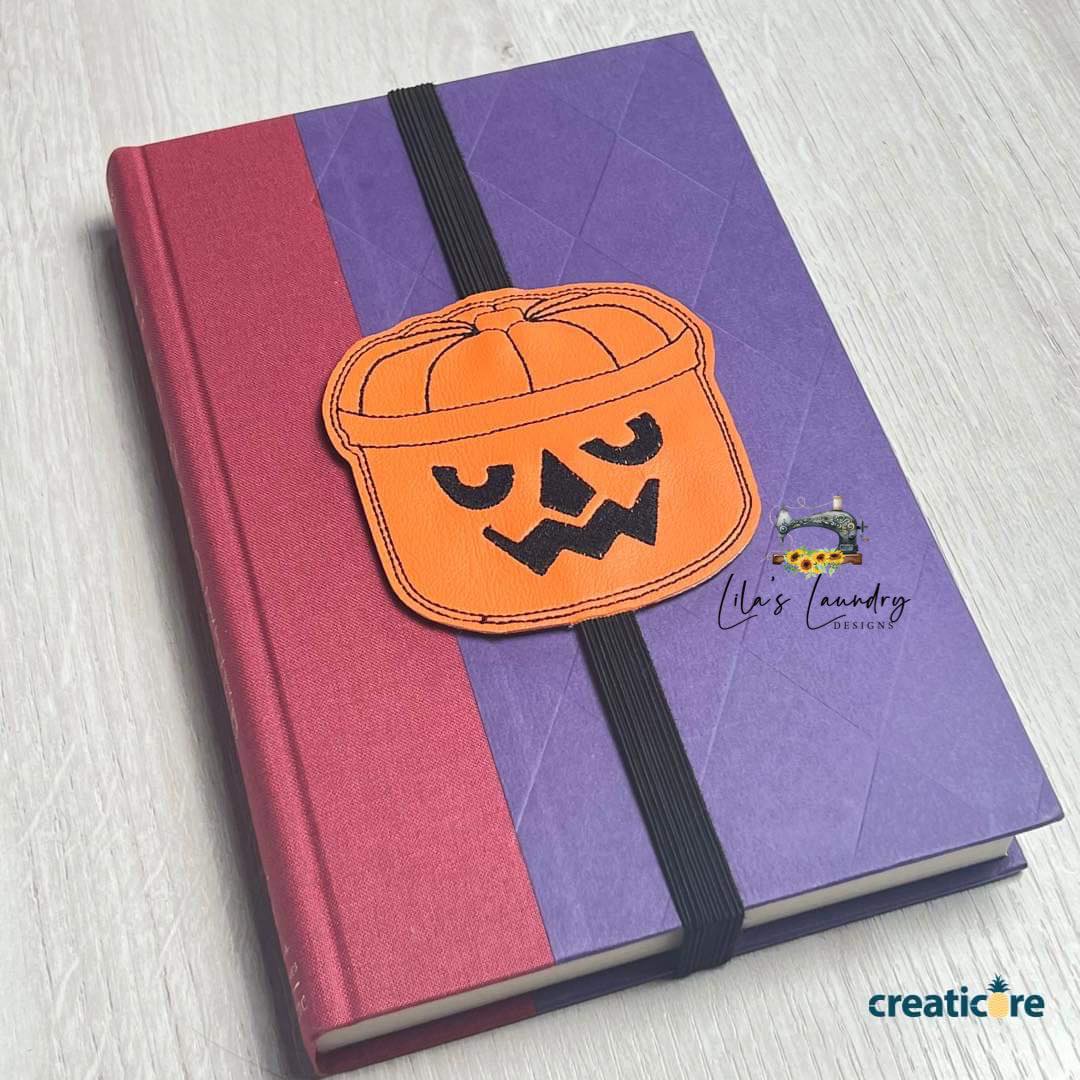 Retro Bucket Mad Pumpkin Book Band - Embroidery Design, Digital File