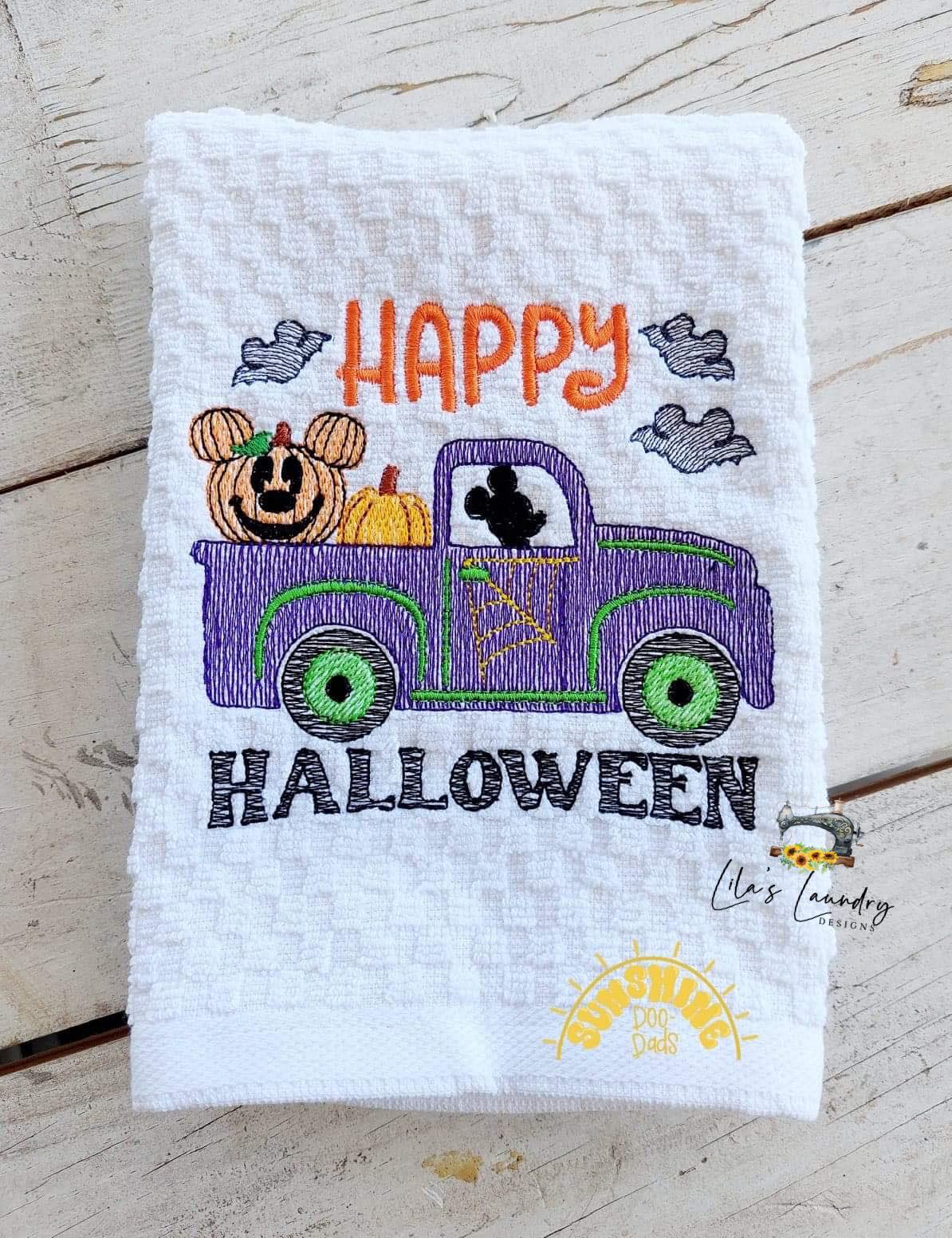 Happy Halloween Mouse Truck - 3 sizes- Digital Embroidery Design