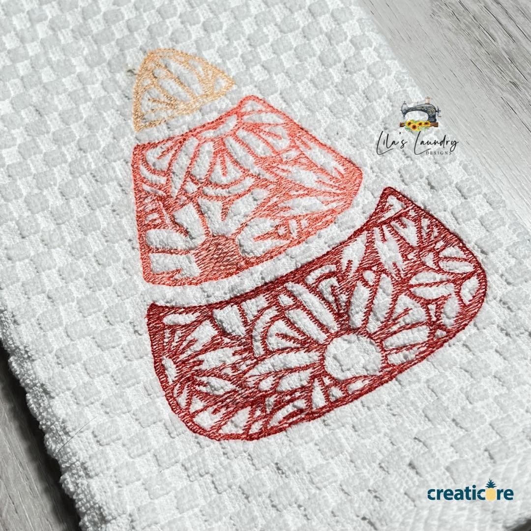 Candy Corn Zentangle - 3 sizes- Digital Embroidery Design