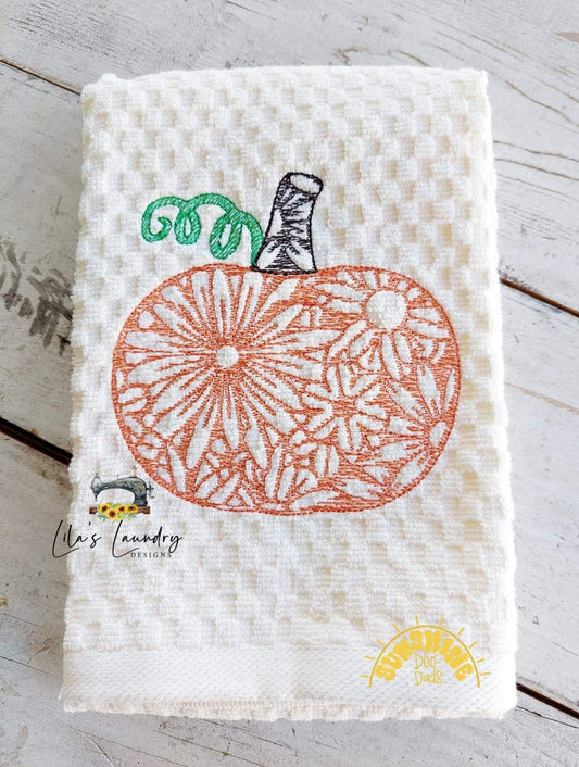 Pumpkin Zentangle - 3 sizes- Digital Embroidery Design
