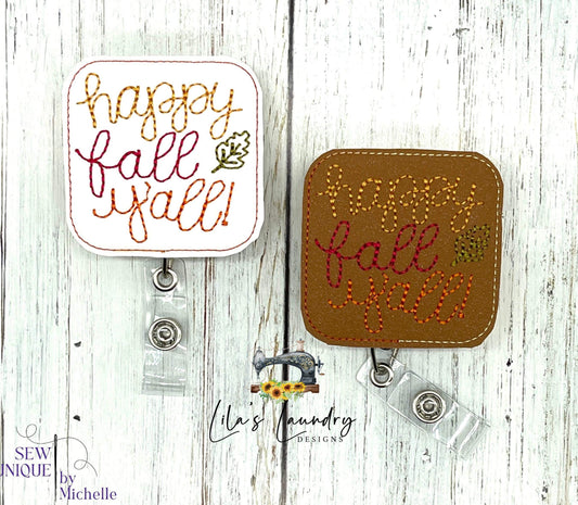 Happy Fall Y'All 2 inch Feltie - Digital Embroidery Design