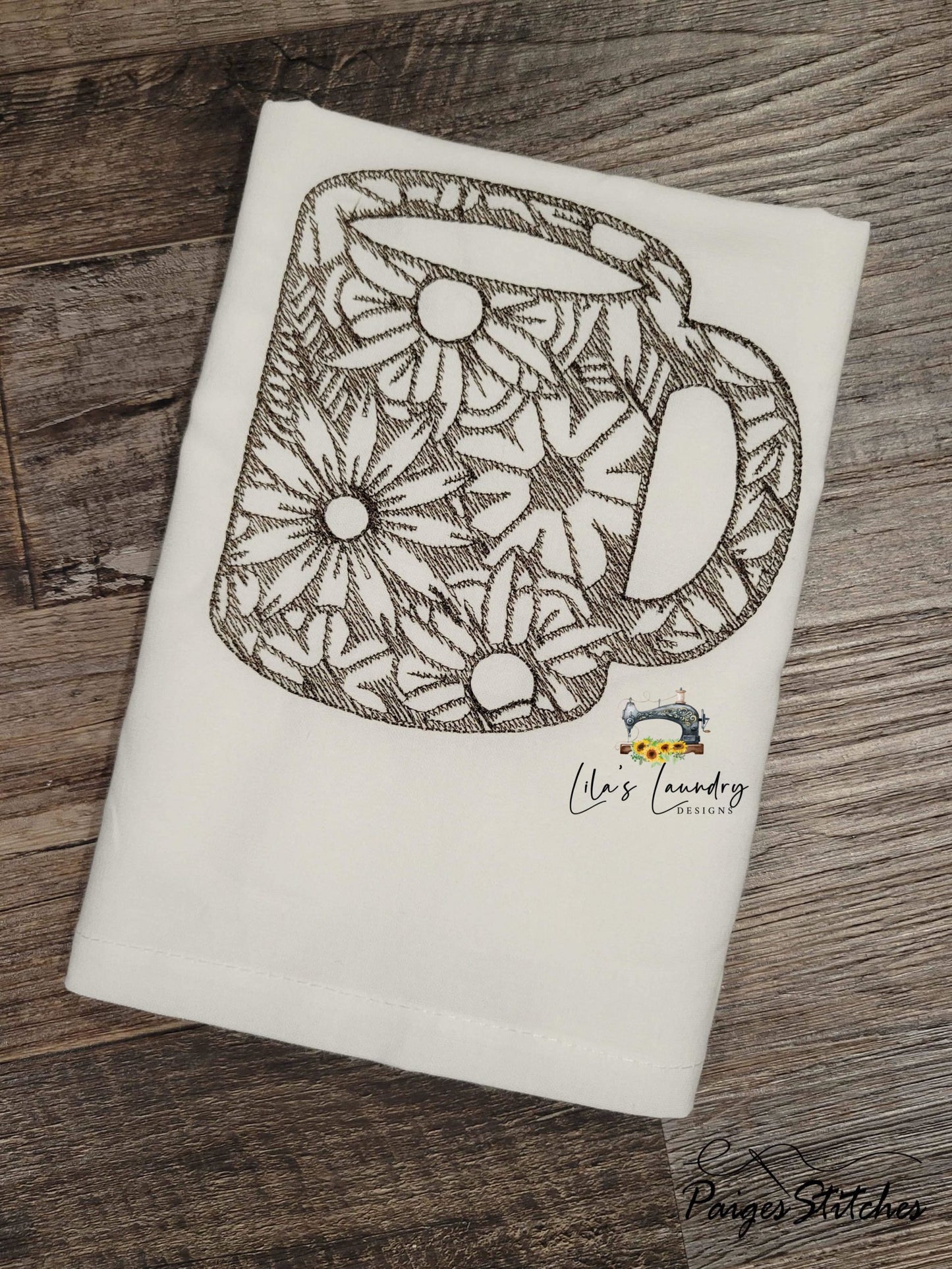 Coffee Mug Zentangle - 3 sizes- Digital Embroidery Design