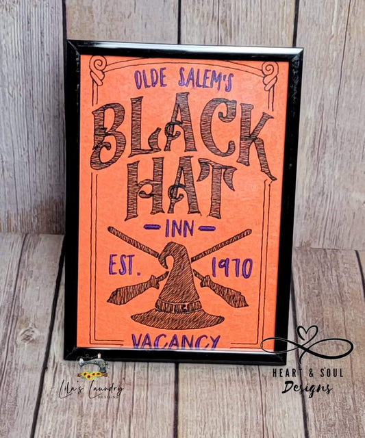 Black Hat Inn - 3 sizes- Digital Embroidery Design