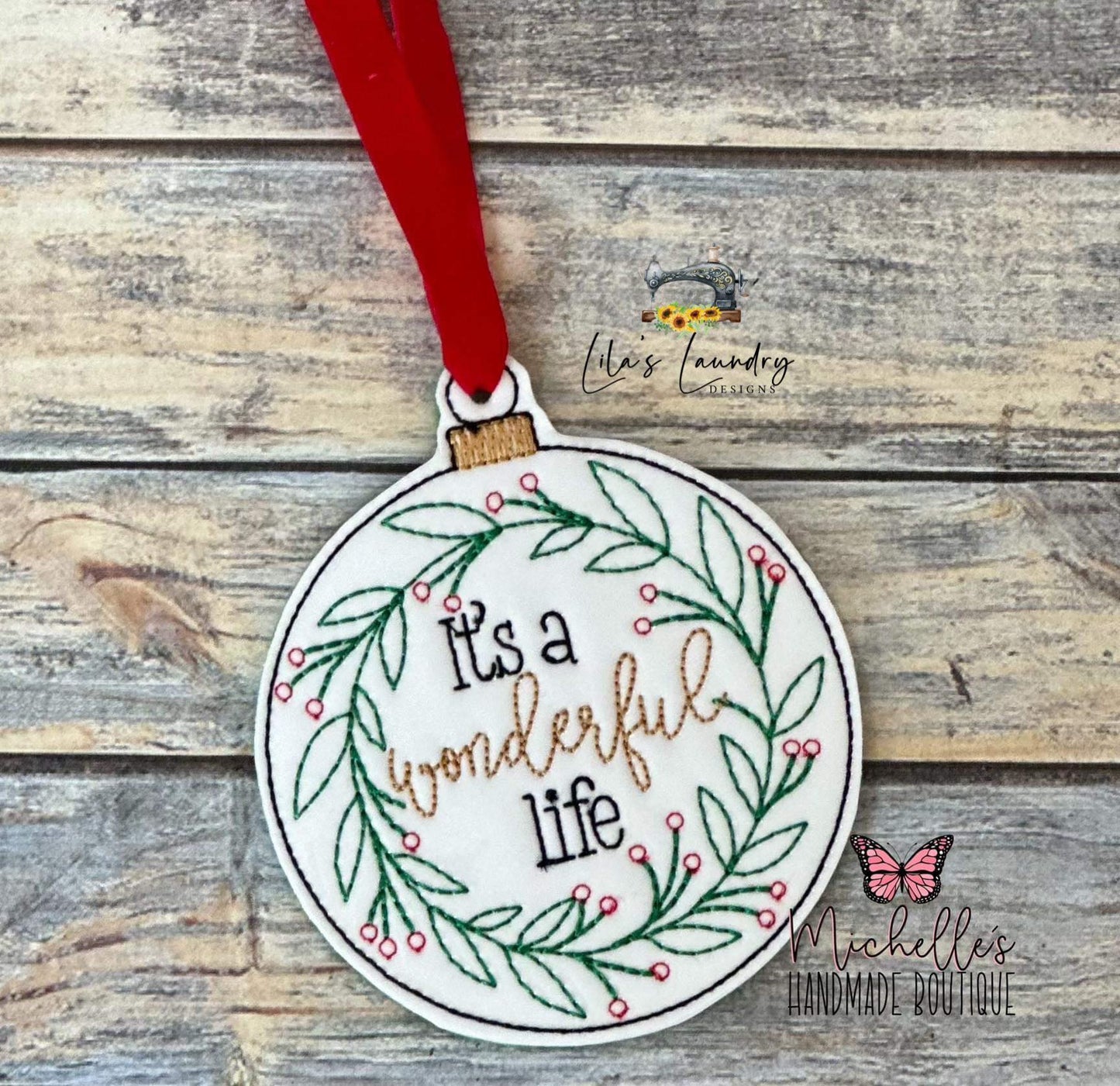 Wonderful Life Ornament - Digital File - Embroidery Design