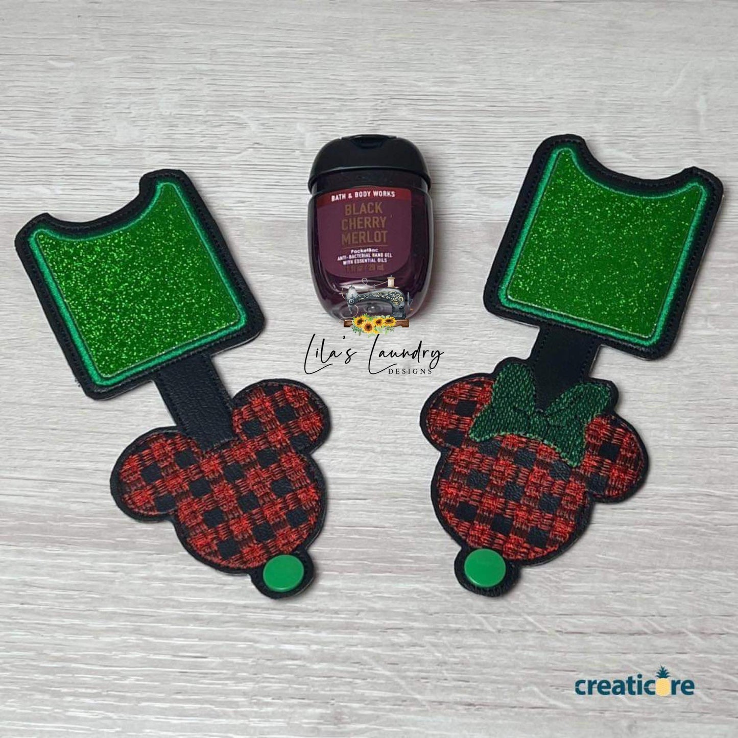 Plaid Mouse Duo Applique Fold Over Sanitizer Holder 5x7- DIGITAL Embroidery DESIGN