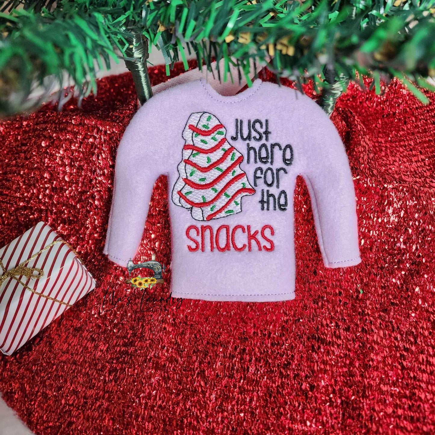 Just Here for the Snacks Doll Sweater 5x7 - Digital Embroidery Design