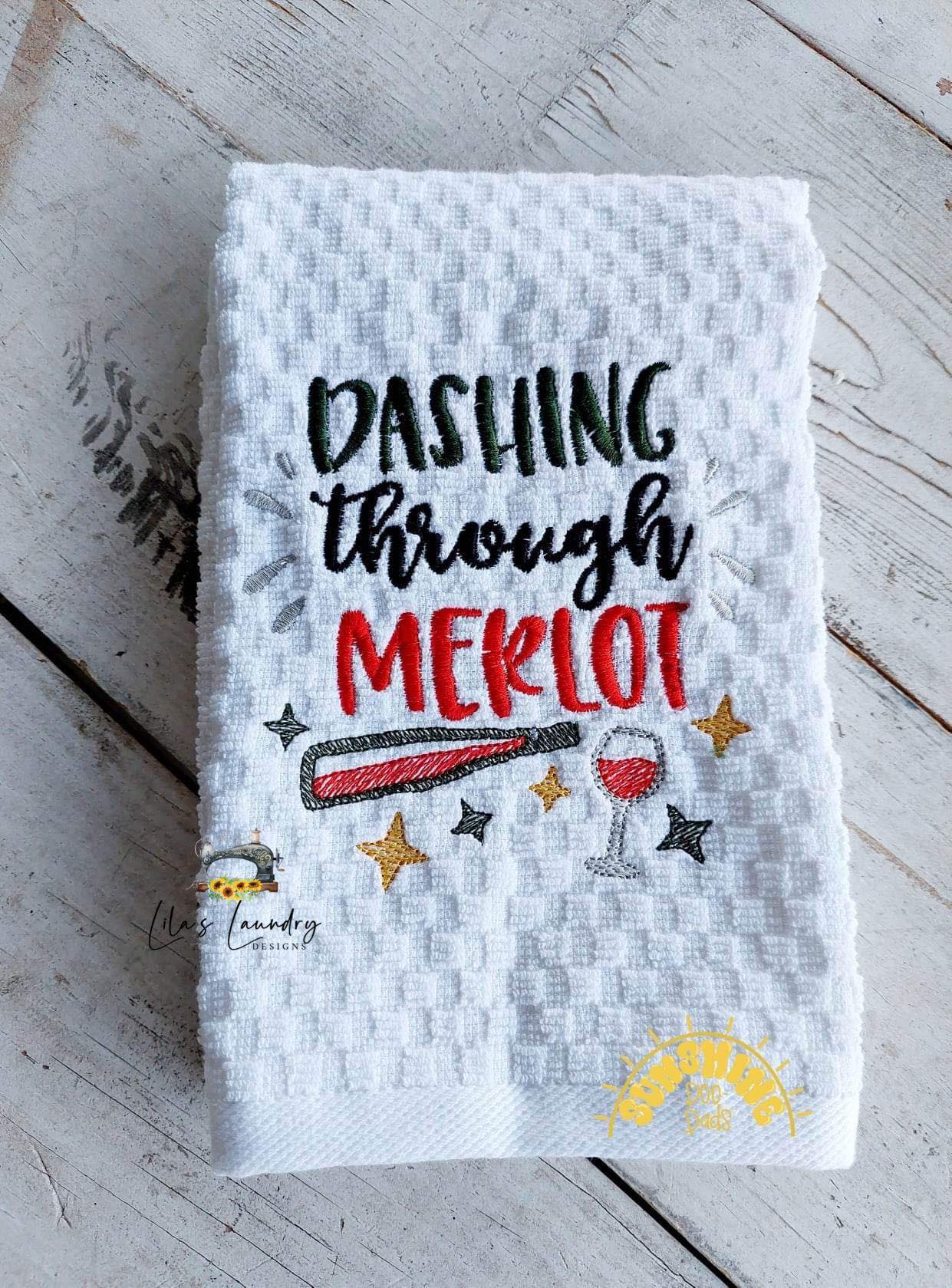 Dashing through Merlot - 3 sizes- Digital Embroidery Design
