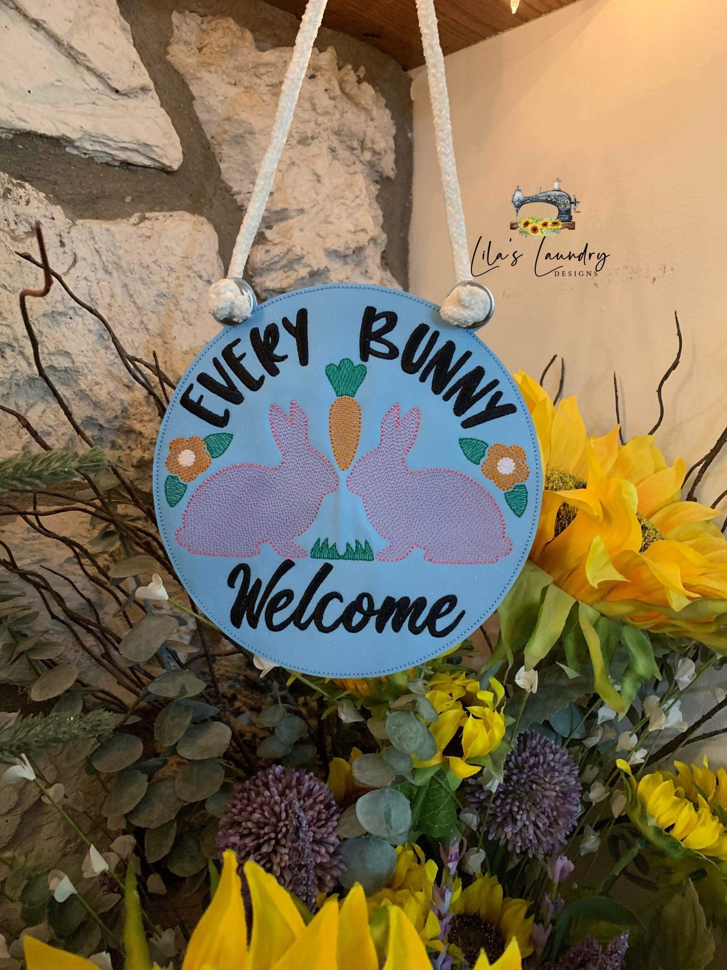 Every Bunny Welcome Door Sign - 3 sizes - Digital Embroidery Design