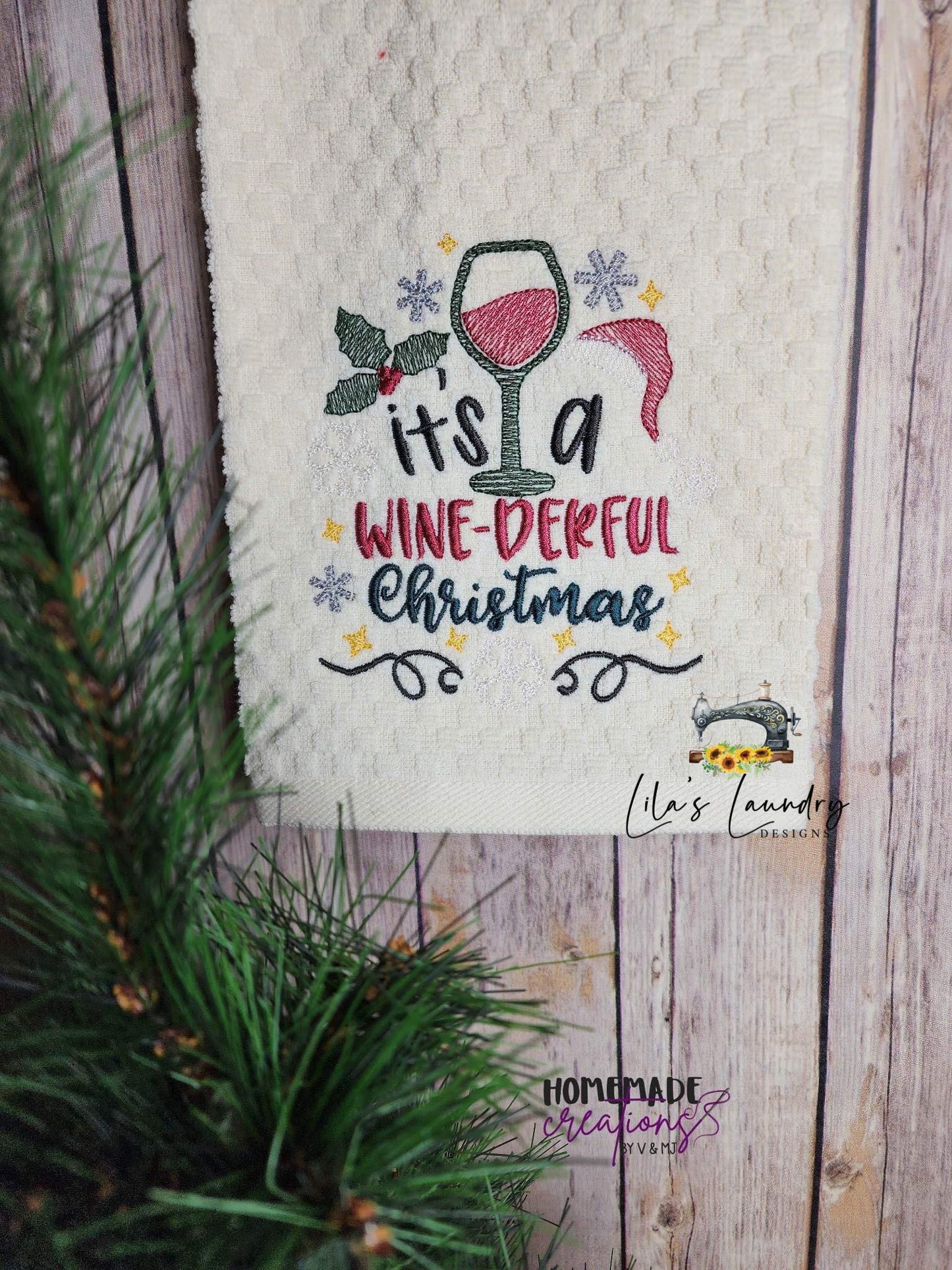 Wine-Derful Christmas - 3 sizes- Digital Embroidery Design