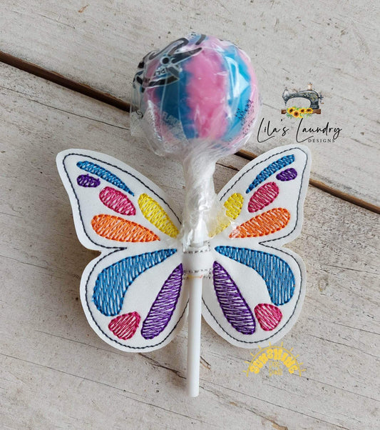Butterfly Sucker Holder - DIGITAL Embroidery DESIGN