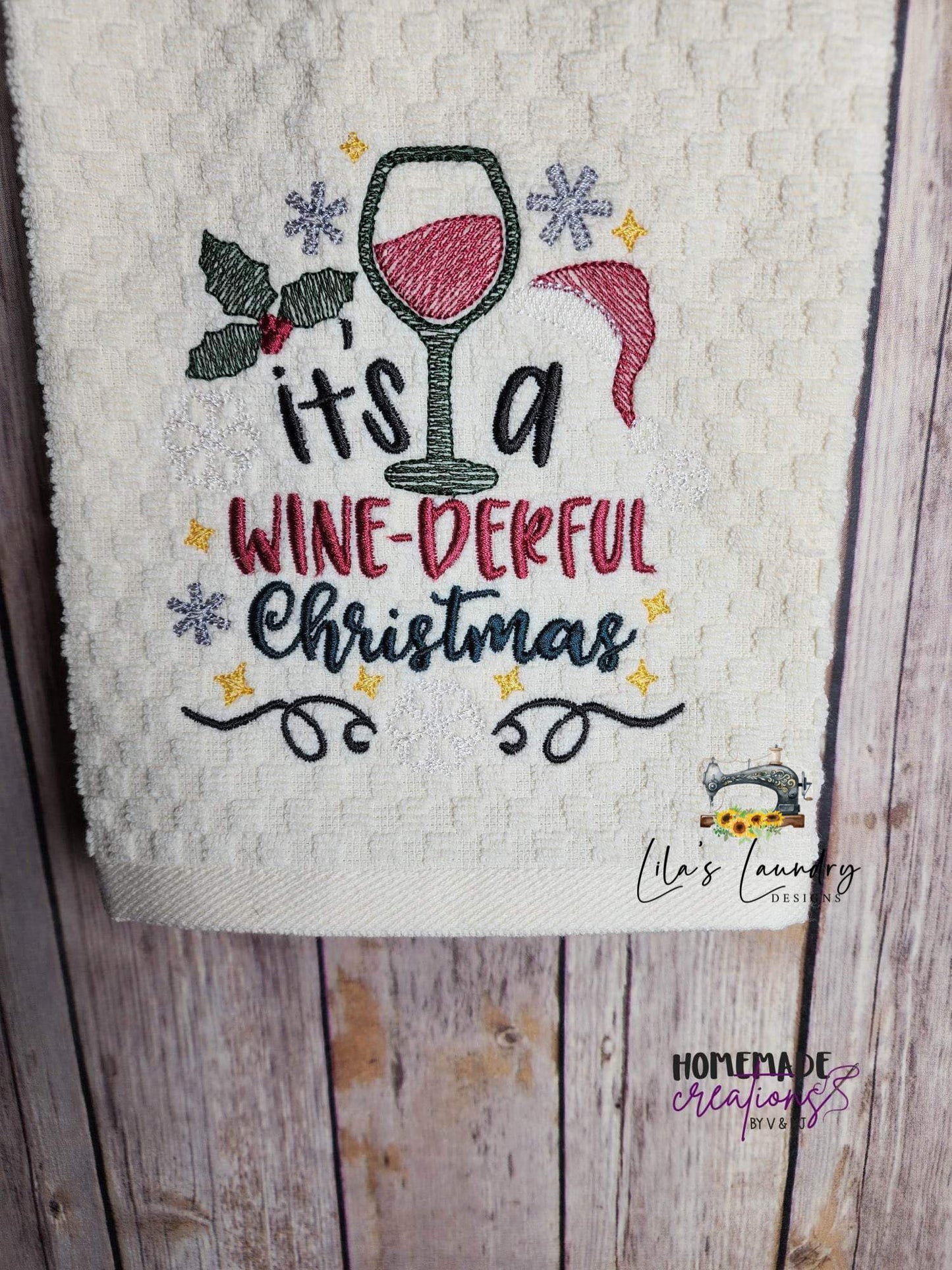 Wine-Derful Christmas - 3 sizes- Digital Embroidery Design
