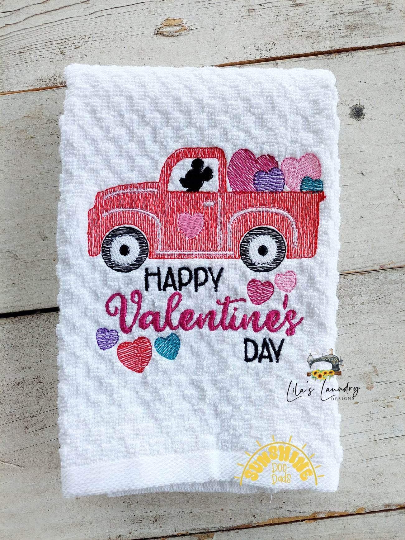 Happy Valentine's Day Mouse Truck - 3 sizes- Digital Embroidery Design