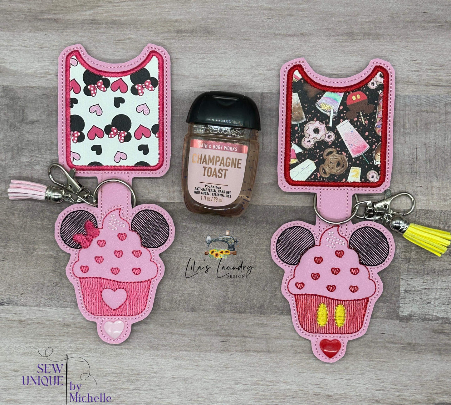 Mouse Cupcake Duo Applique Fold Over Sanitizer Holder 5x7- DIGITAL Embroidery DESIGN