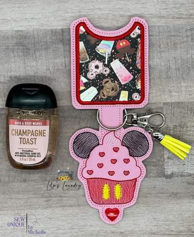 Mouse Cupcake Duo Applique Fold Over Sanitizer Holder 5x7- DIGITAL Embroidery DESIGN