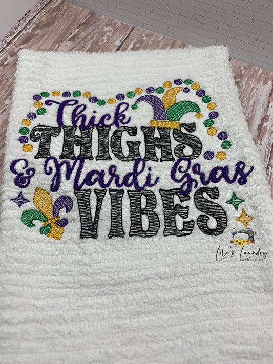 Mardi Gras Vibes - 3 sizes- Digital Embroidery Design