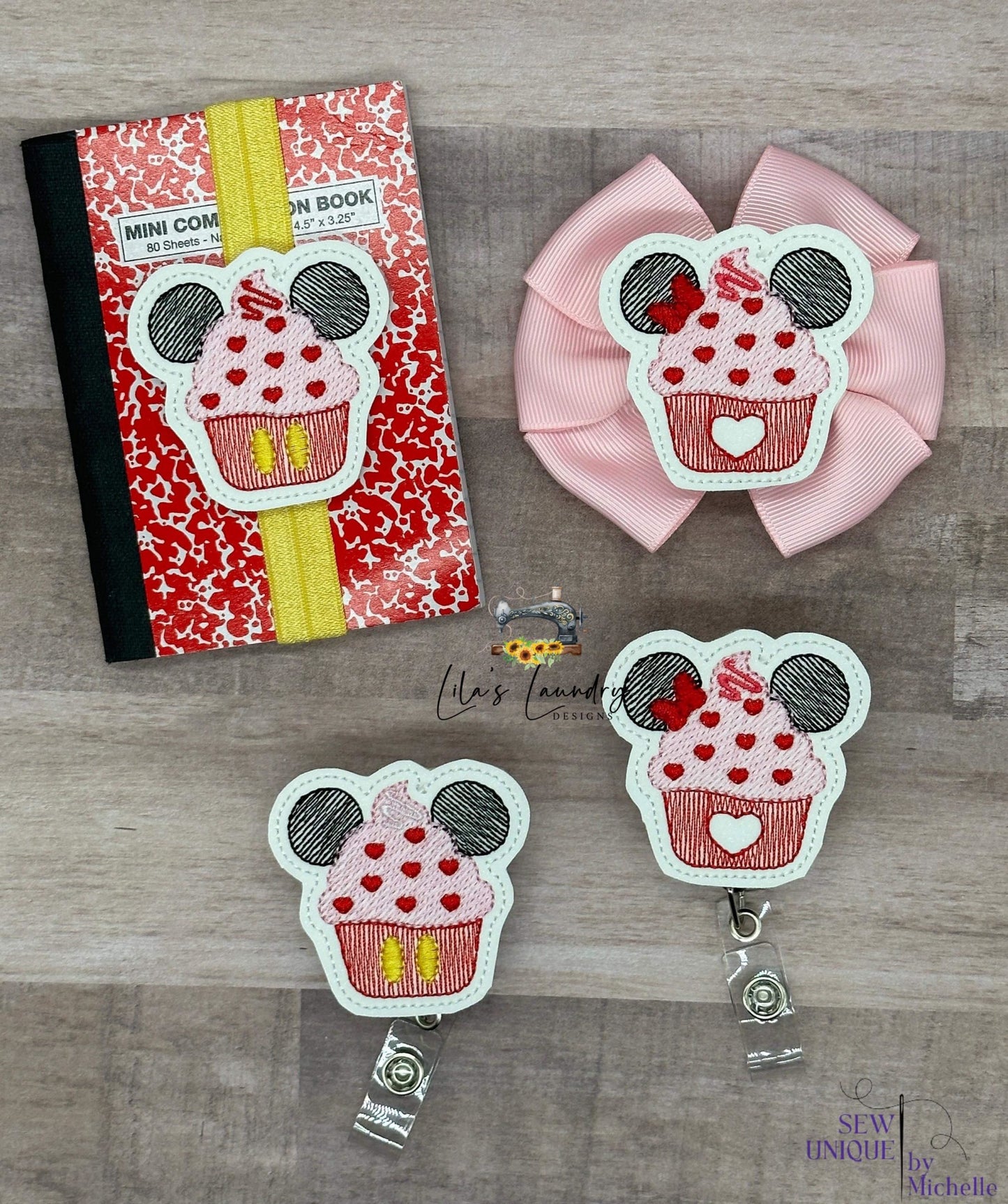 Mouse Cupcake Feltie Duo - 2 Inch - Digital Embroidery Design