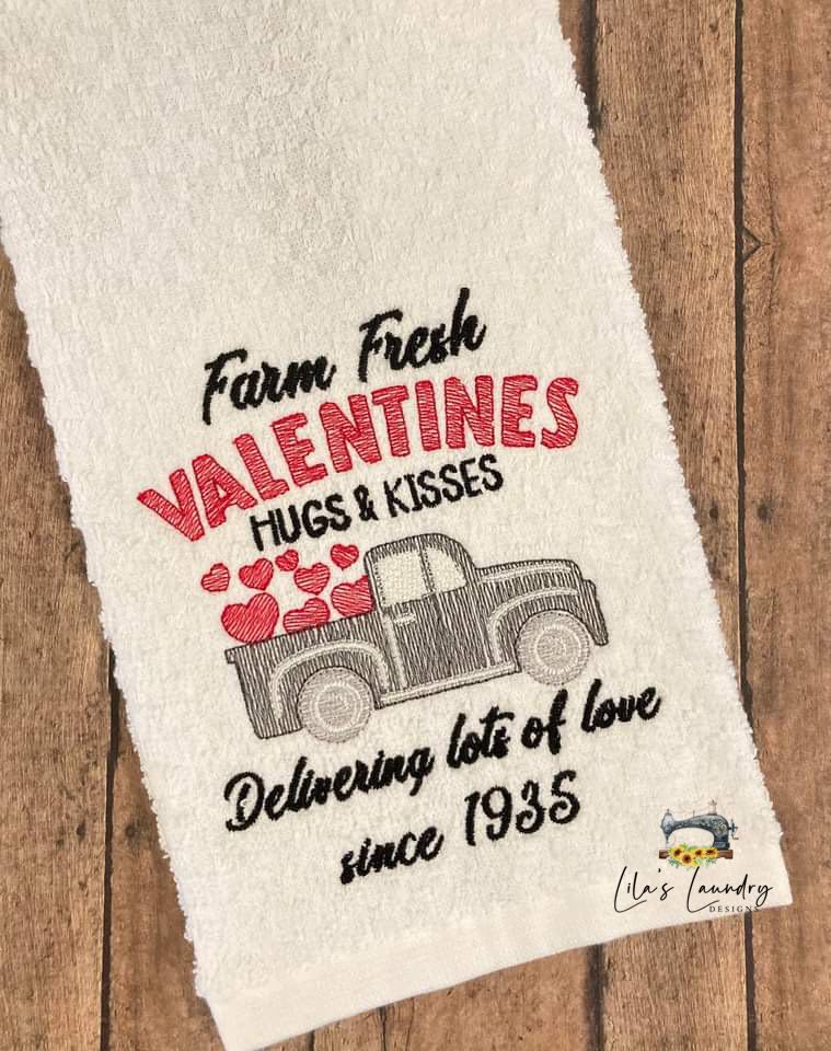 Farm Fresh Valentines Sketch - 3 sizes- Digital Embroidery Design