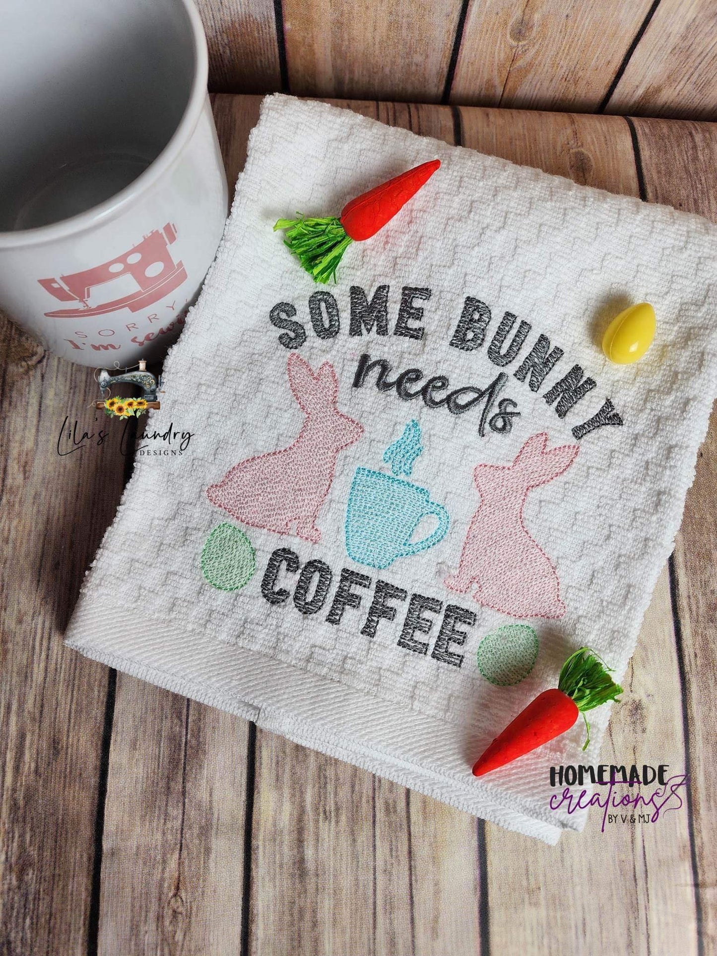Some Bunny Needs Coffee - 3 sizes- Digital Embroidery Design