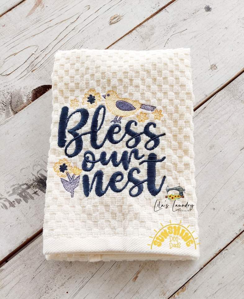Bless Our Nest Sketch - 2 sizes- Digital Embroidery Design