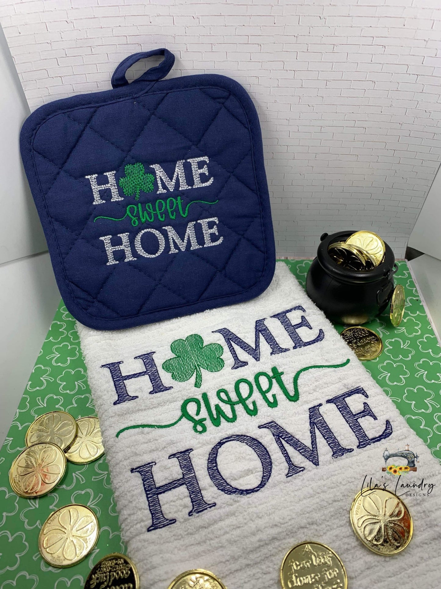 Home Sweet Home Shamrock - 4 sizes- Digital Embroidery Design