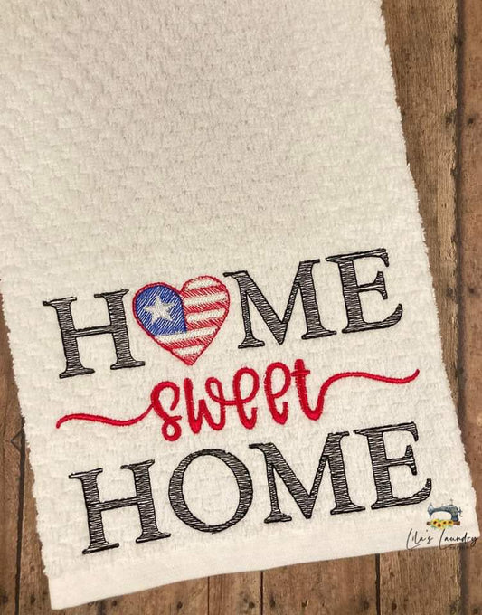 Home Sweet Home Patriotic Heart - 4 sizes- Digital Embroidery Design