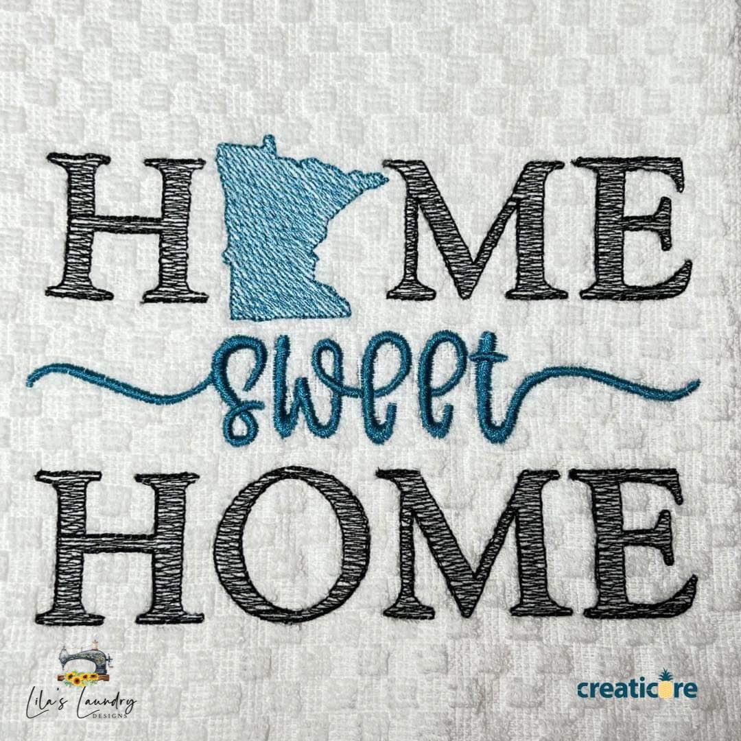 Home Sweet Home Minnesota - 4 sizes- Digital Embroidery Design