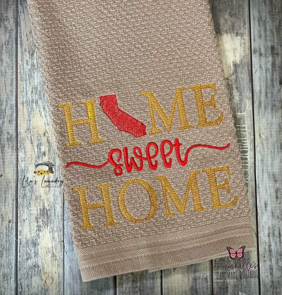 Home Sweet Home California - 4 sizes- Digital Embroidery Design