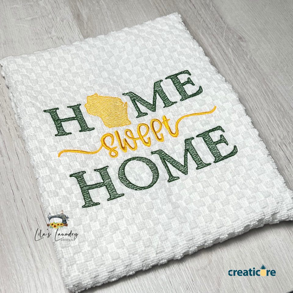Home Sweet Home Wisconsin - 4 sizes- Digital Embroidery Design
