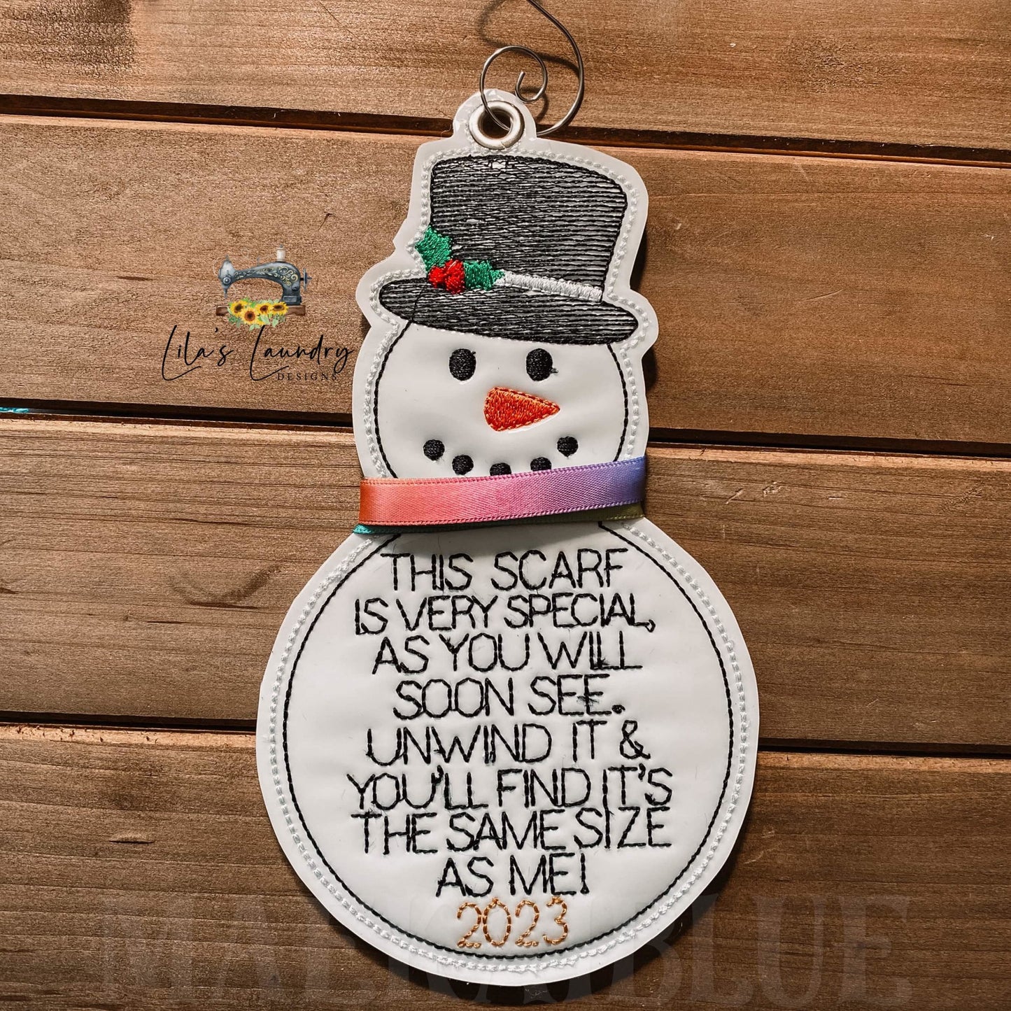 Snowman Scarf Memory Ornament 2 - 2023 - Digital File - Embroidery Design