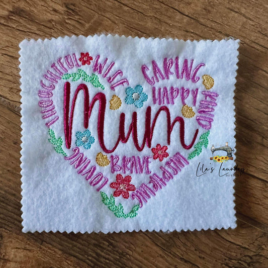 Mum Heart - 3 sizes- Digital Embroidery Design