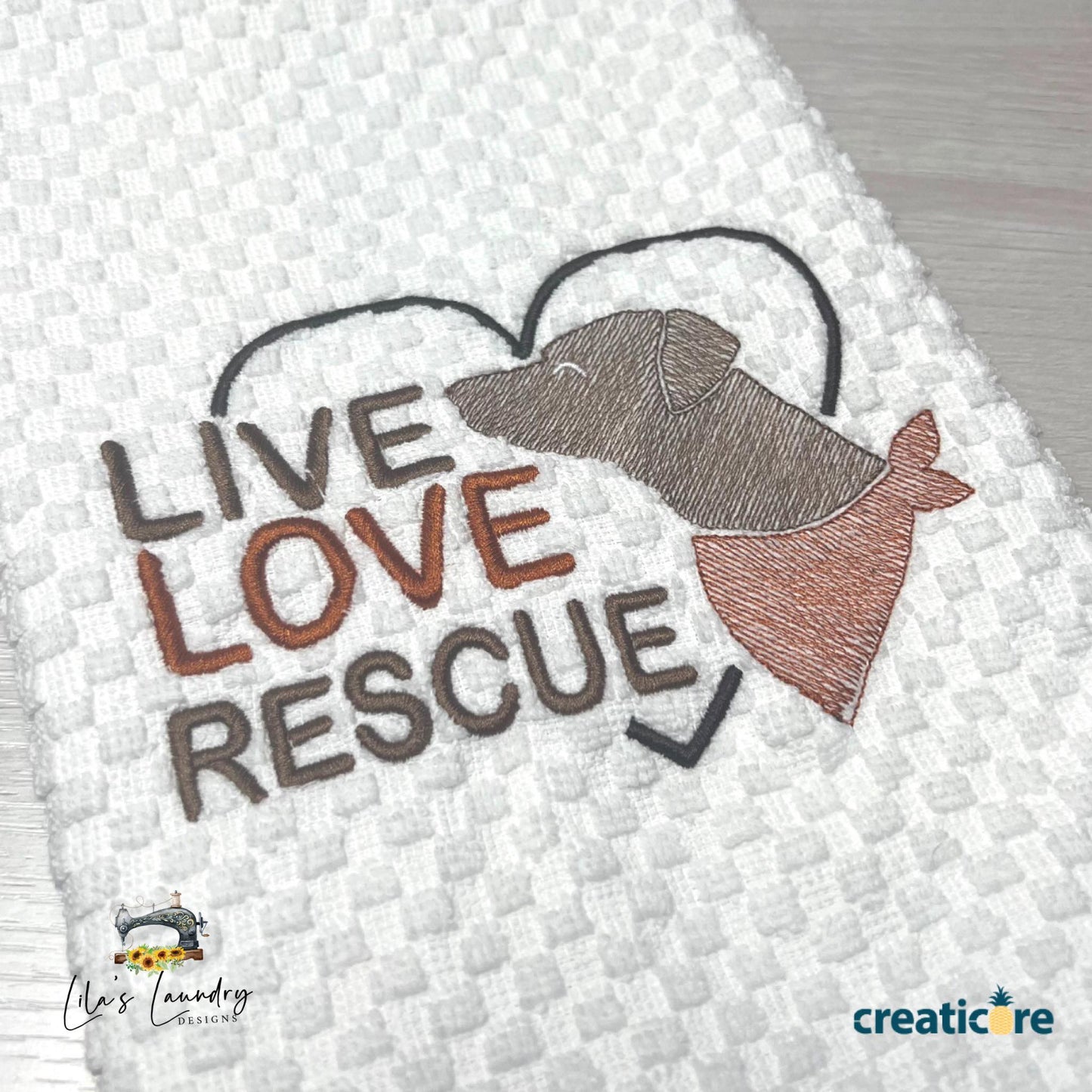 Live Love Rescue - 3 sizes- Digital Embroidery Design