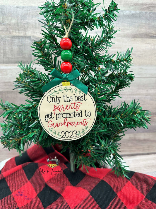 Promoted to Grandparents 2023 Ornament - Digital File - Embroidery Design