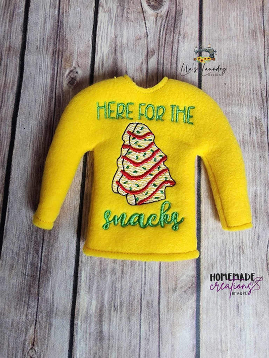 Here for the Snacks Doll Sweater 5x7 - Digital Embroidery Design