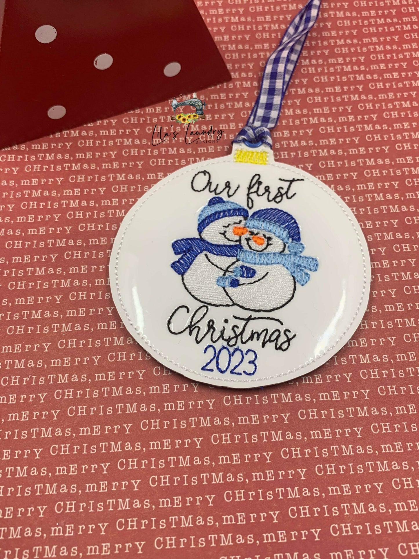 Our First Christmas 2023 Snowman Ornament - Digital File - Embroidery Design