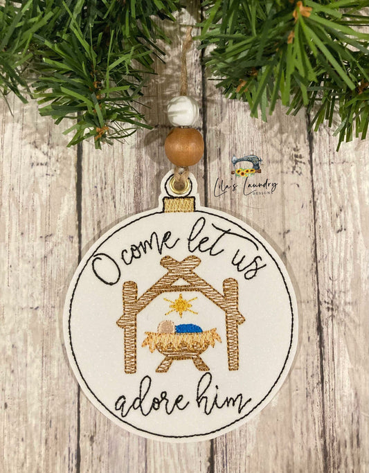 Come Let Us Adore Him Ornament - Digital File - Embroidery Design
