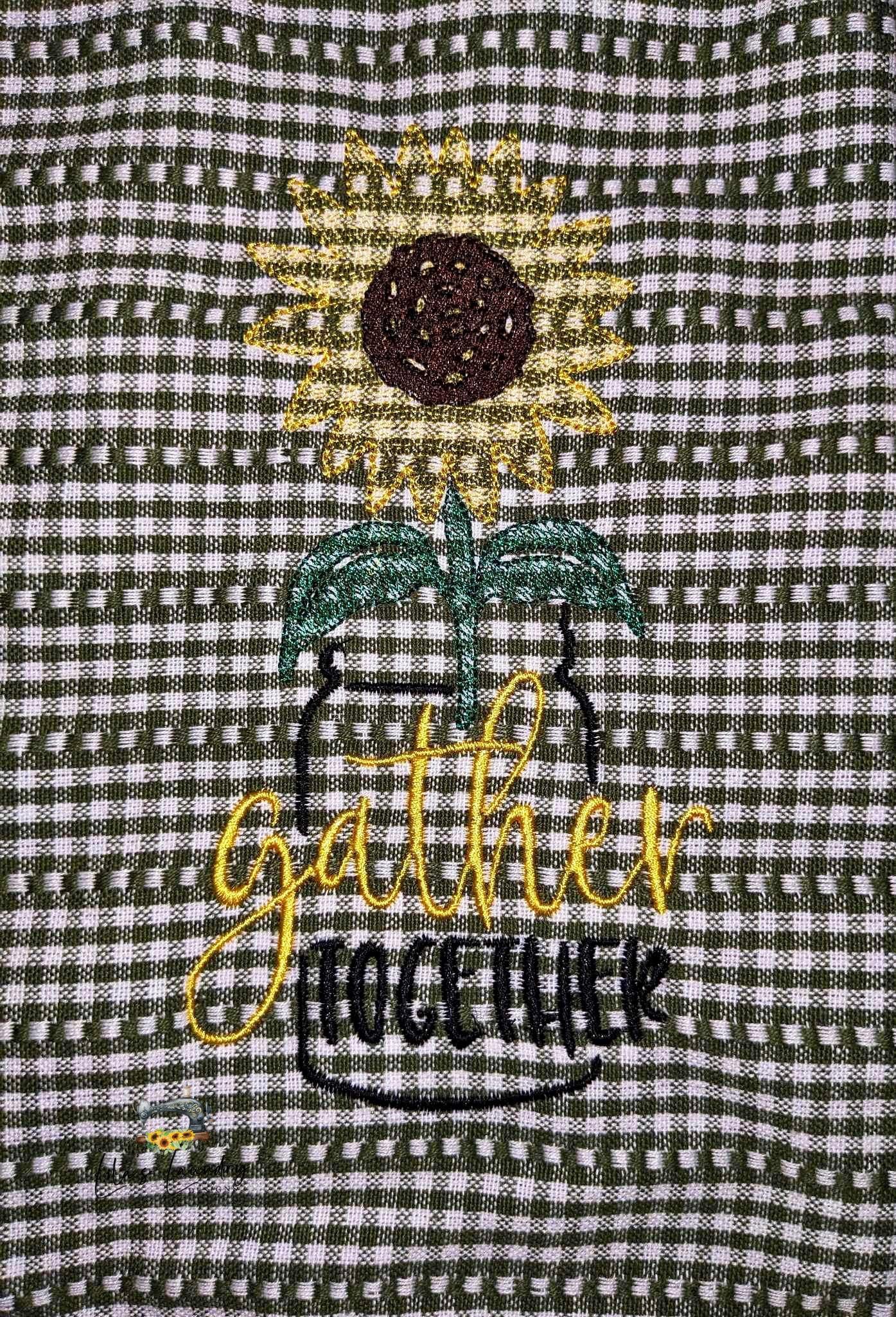 Gather Together Sunflower - 3 sizes- Digital Embroidery Design