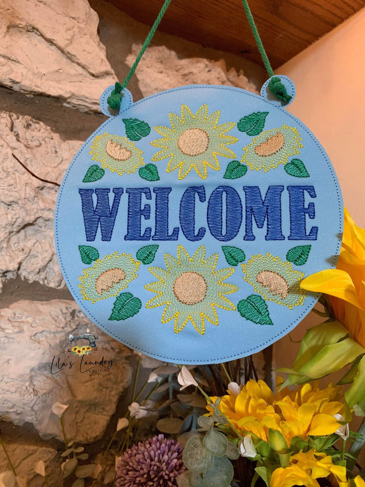 Sunflower Welcome Door Sign - 3 sizes - Digital Embroidery Design