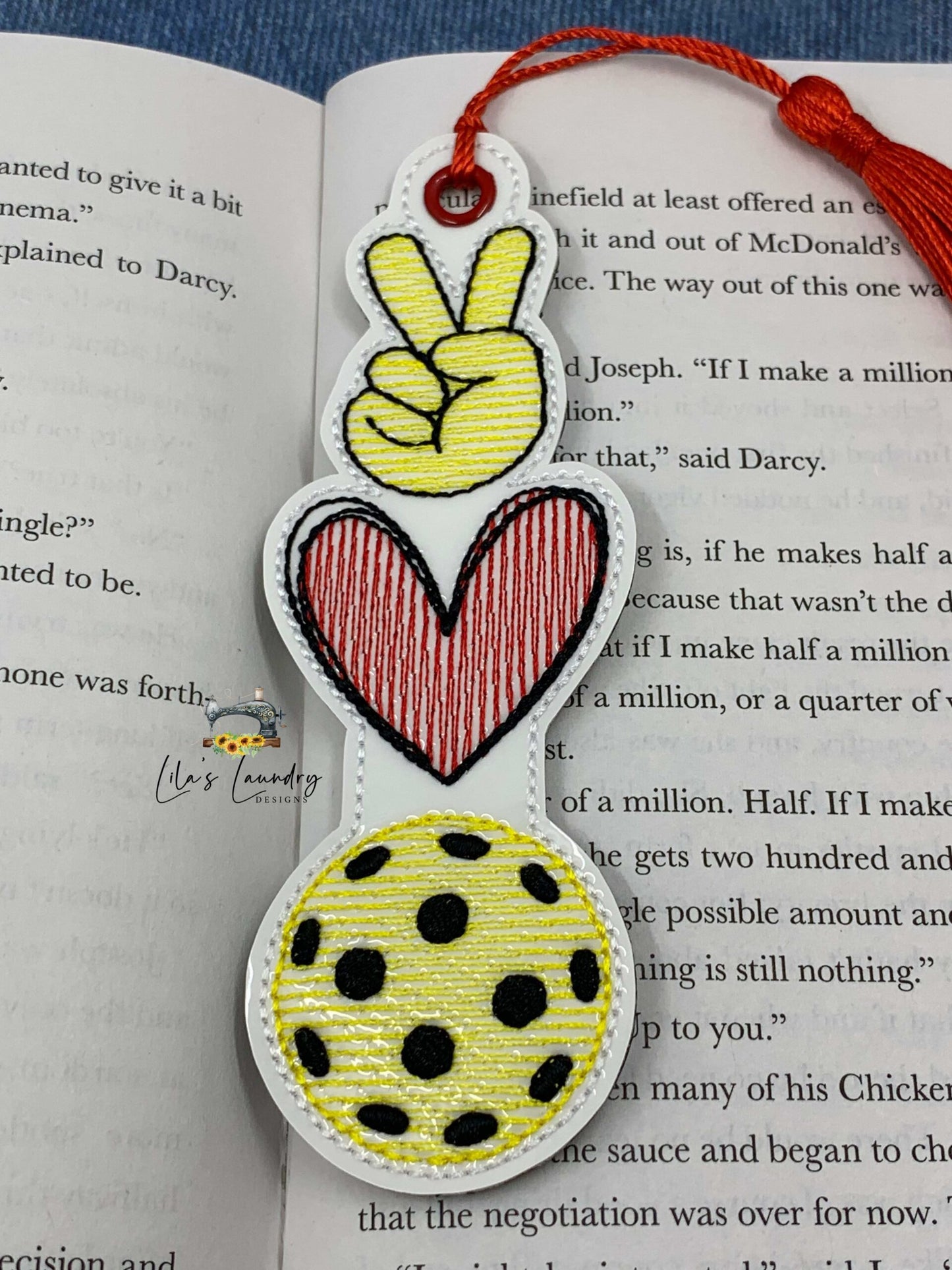 Peace Love Pickleball Bookmark - Digital Embroidery Design