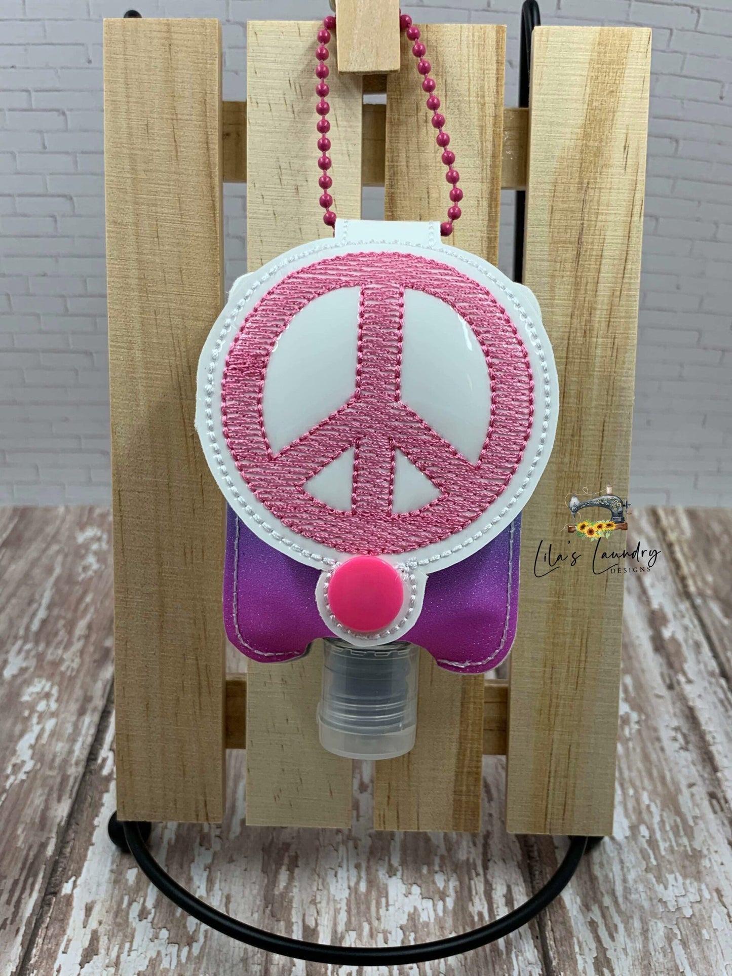 Peace Sign Applique Fold Over Sanitizer Holder 5x7- DIGITAL Embroidery DESIGN